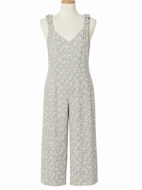 Nasty Gal Size L Daisy Print V Neck Wide Leg Cropped Jumpsuit NWT
